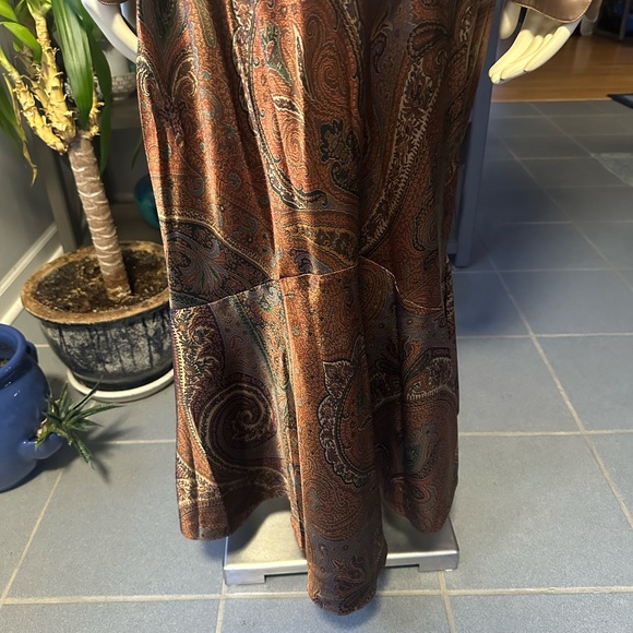Vintage Lauren Ralph Lauren Silk Paisley Midi Tulip Flared Skirt ~ Size 6 - Picture 3 of 6